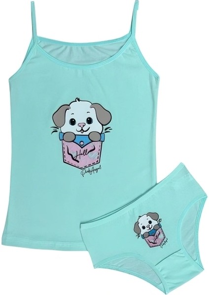 Kız Çocuk İp askılı Atlet Külot Takım (cepten çıkan köpek) modelleri