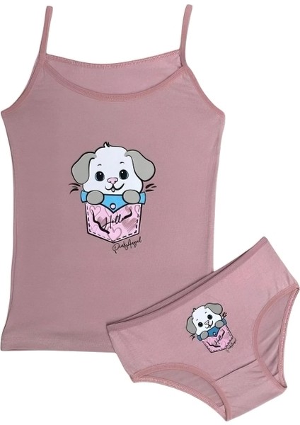 Kız Çocuk İp askılı Atlet Külot Takım (cepten çıkan köpek) indirimleri