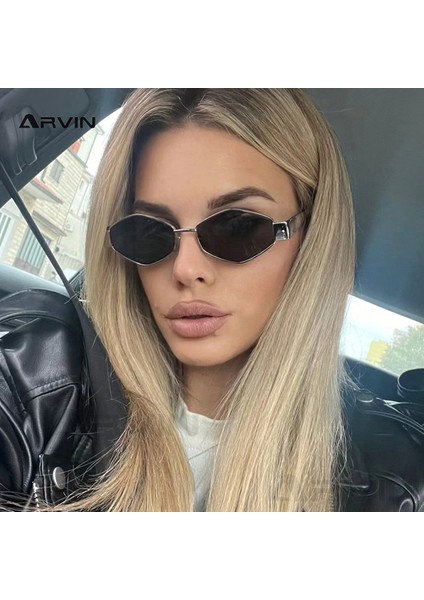 Moda Poligon Kadın Güneş Gözlüğü 2024 Vintage Marka Eşkenar Dörtgen Bayanlar Güneş Gözlüğü Shades Benzersiz Metal Çerçeve Punk Gözlük Erkekler (Yurt Dışından) fiyatları