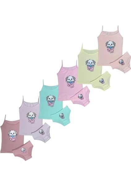 Kız Çocuk İp askılı Atlet Külot Takım (cepten çıkan köpek)