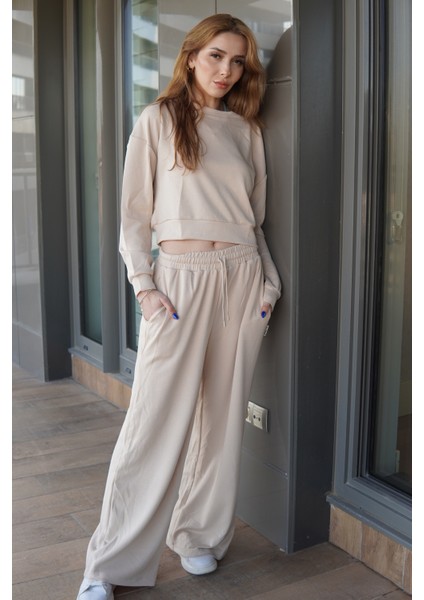 Beyaz Oversize T-Shirt Eşofman Takım