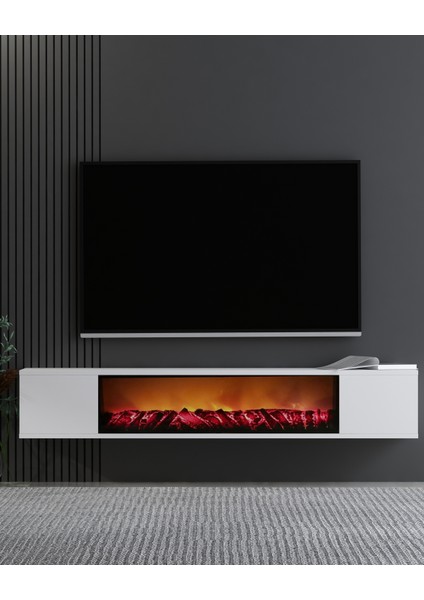 Parladd şömineli Tv Sehpası Beyaz