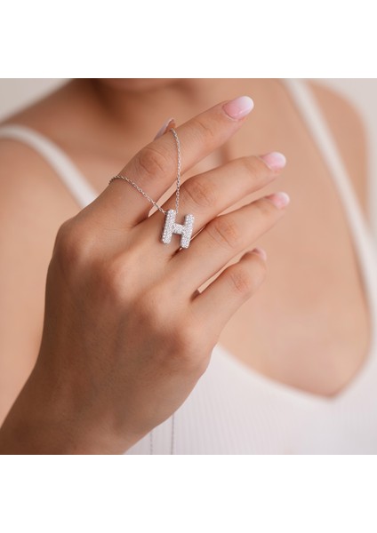 925 Ayar Radyum Kaplama Harfli Gümüş Kolye--H Harfi fiyatları