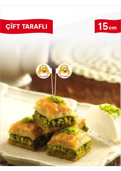 Oval Bayrak Içi Gülümse Yazısı Ile Emoji Baskılı Bayrak Kürdan