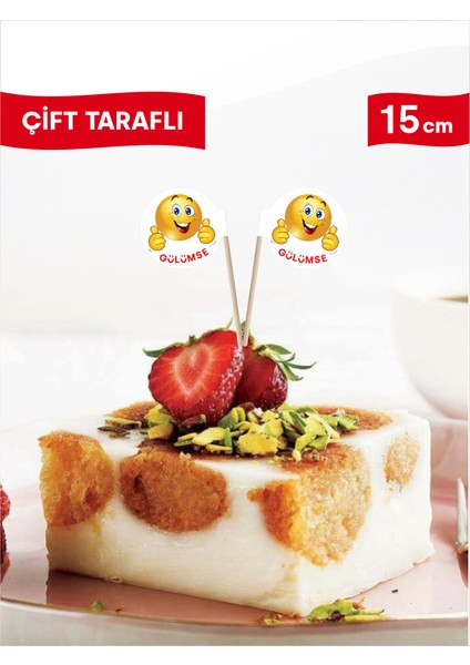 Oval Bayrak Içi Gülümse Yazısı Ile Emoji Baskılı Bayrak Kürdan