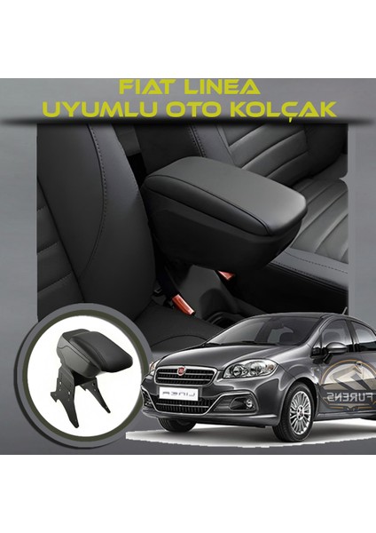 Fiat Linea Uyumlu Kol Dayama ve Kolçak Sürgülü Bardaklıklı Ayarlanabilir Siyah Deri