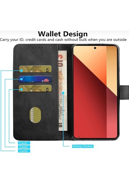 Xiaomi Redmi Note 14 Pro Plus Kılıf 360 Tam Kaplar Deri Dokulu Kapaklı Kartvizit Bölmeli Cüzdan Standlı Kartlıklı