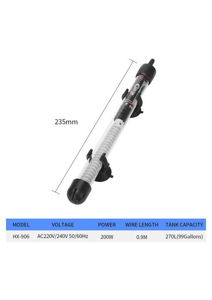 HX-906 200W Stili Balık Tankı Isıtıcı Isıtma Çubuğu Akvaryum Otomatik Sabit Sıcaklık Kaplumbağa Isıtıcı Tesisi Mını Isıtıcı (Yurt Dışından)