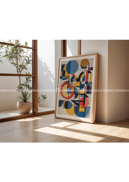Renkli Geometrik Desenli 3'lü Ahşap Tablo Seti 21 x 30