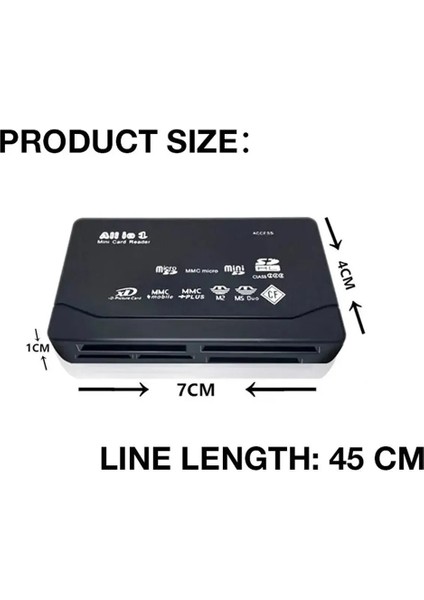 6in1 Kart Okuyucu - Sd - Micro Sd - Tf - Cf - Xd - Ms Pro - Mx Çevirici Hub Adaptör