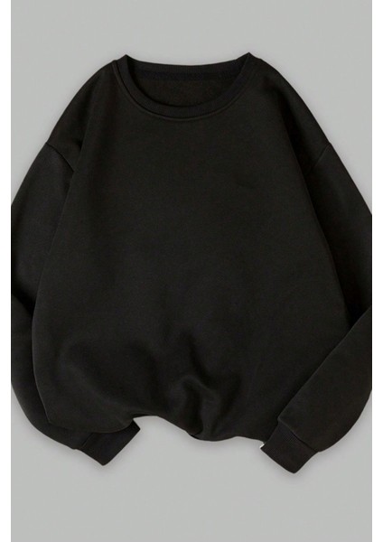 Kadın Siyah Bej Kahverengi 3 Iplik Düz Bisiklet Yaka 3lü Sweatshirt Set modelleri