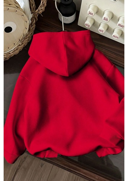 3 Iplik Kırmızı Oversize Brooklyn Usa Newyork Baskılı Kapüşonlu Sweatshirt Hoodie fiyatları