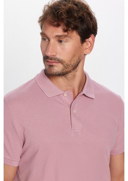 Erkek Slim Fit Dar Kesim Pamuk Gül Kurusu Polo Yaka Tişört fiyatları
