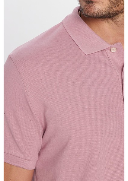 Erkek Slim Fit Dar Kesim Pamuk Gül Kurusu Polo Yaka Tişört modelleri