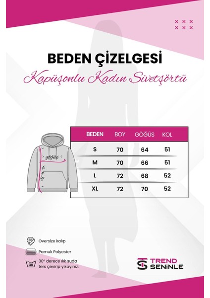 Kadın Pembe Düz Oversize Kapüşonlu Sweatshirt Hodie