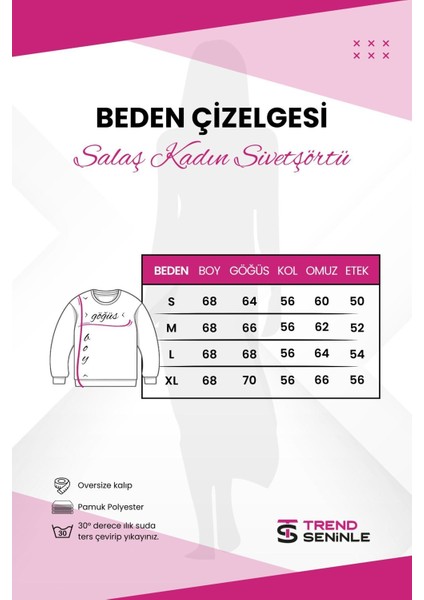 Kadın Indigo Mavi Royal Baskılı Bisiklet Yaka Salaş Uzun Kollu Oversize Sweatshirt indirimleri