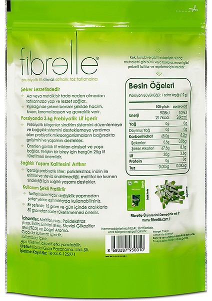 Prebiyotik Lifli Stevia Toz Tatlandırıcı 2,5 kg fiyatları