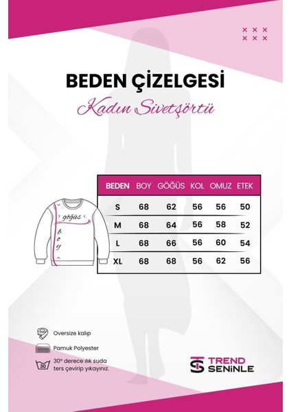 Kadın 3 Iplik Bej Comfort In Paris Baskılı V Yaka Oversize Sweatshirt