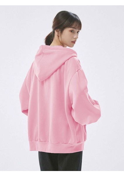 Kadın 3 Iplik Pembe Kapüşon Detay Fermuarlı Hırka fiyatları