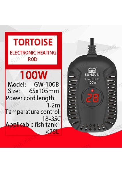 GW-100B 100W Tarzı Ab Adaptör Fişi Balık Tankı Isıtma Çubuğu Kaplumbağa Isıtma Kaplumbağa Silindiri Özel Düşük Su Isıtıcı Patlamaya Dayanıklı Dijital Ekran LED Mini Termostat (Yurt Dışından)