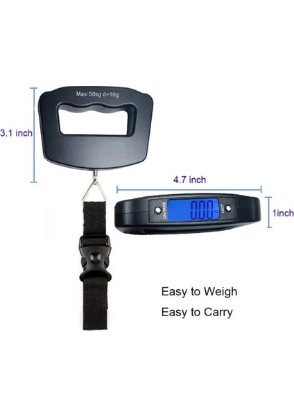 Yeni Elektronik Dijital El Tartısı Bavul Terazisi Pazar Tartısı Max 50 kg Ölçer kg / gr Seyehat