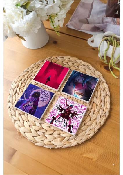 Atölye Arcane Temalı Doğal Taş Bardak Altlığı 4’lü Set (10X10 Cm)