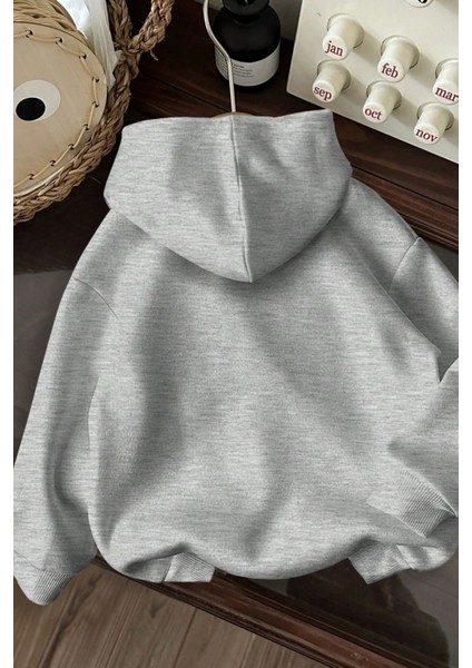 Gri Oversize Brooklyn Usa Newyork Baskılı Kapüşonlu Sweatshirt Hoodie fiyatları