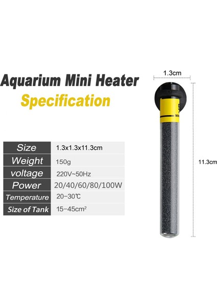 40W Tarzı Kılıfla Mini Akvaryum Isıtıcı Dalgıç Balık Tankı Su Isıtıcı Sabit Sıcaklık Isıtıcı Çubuk (Yurt Dışından)