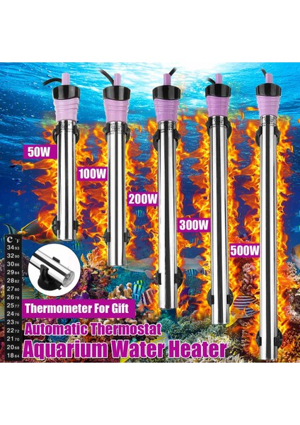 300W Tarzı Ab Fişi 220V Paslanmaz Çelik Akvaryum Isıtıcı Ayarlanabilir Dalgıç Termostat Isıtma Çubuğu 110V 220V Balık Tankı Için (Yurt Dışından)
