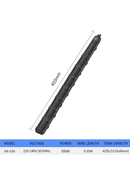 HX-906-500W Stili Ab Fişi Akvaryum Isıtıcı Ayarlanabilir Otomatik Akvaryum Balık Tankı Su Sıcaklığı Termostat Koruyucu Kapaklı Isıtma Çubuğu (Yurt Dışından)