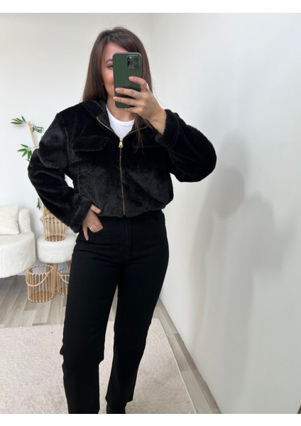 Siyah Peluş Mont indirimleri