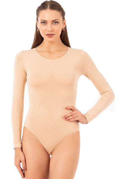 Özkan 0600 3'lü Paket Kadın Pamuklu Likralı Süprem Uzun Kollu Yuvarlak Yaka Kancalı Çıtçıtlı Örme Body