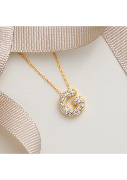 925 Ayar Radyum Kaplama Harfli Gümüş Kolye --G Harfi modelleri