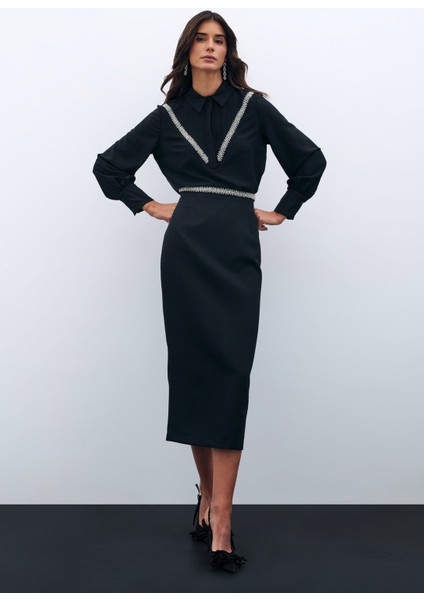 Şerit Aksesuarlı Bluz - Siyah fiyatları