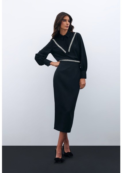 Şerit Aksesuarlı Bluz - Siyah indirimleri