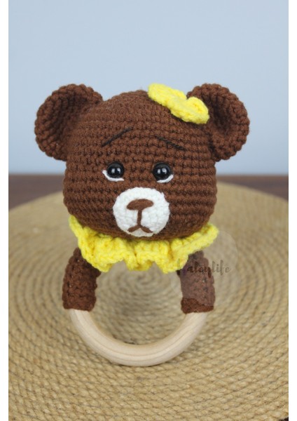 Aleylife Amigurumi Tombik Yanak Ayıcık Çıngırak Diş Kaşıyıcı