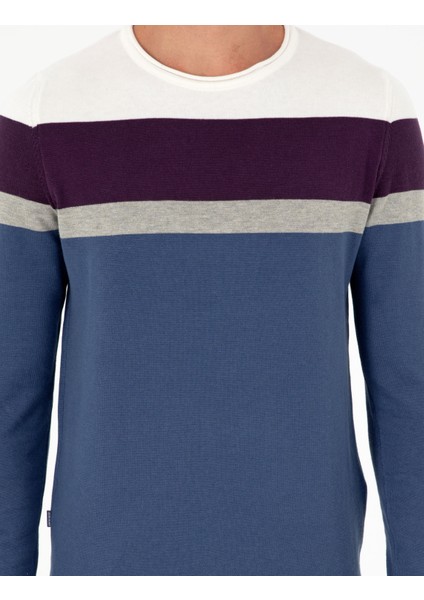 Erkek İndigo Slim Fit Bisiklet Yaka Triko Kazak 50296449-VR028