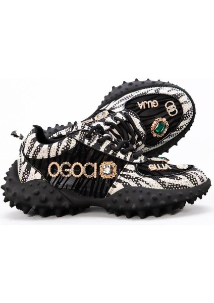 25Y338 Kadın Taşlı Sneaker Ayakkabı Siyah indirimleri