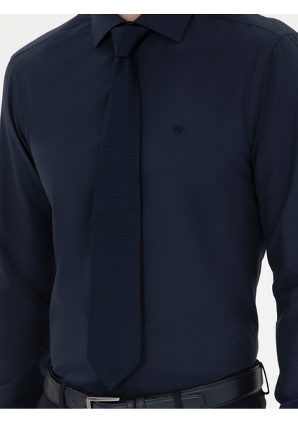 Erkek Lacivert Slim Fit Uzun Kollu Basic Gömlek 50285562-VR033