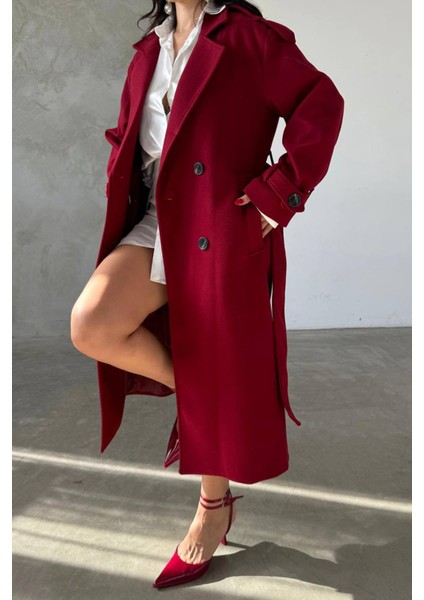 Kadın Bordo Ithal Kumaş Kaşe Kaban NBMYLK26 fiyatları