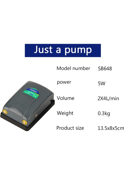 SB648 Sadece Bir Pompa Stili Au Fişi Akvaryum Hava Pompası Hava Kompresörü Akvaryum Sessiz Sessiz Hava Kontrolü Akvaryum Balıkları Aksesuarları Doublesingle Outlet (Yurt Dışından)