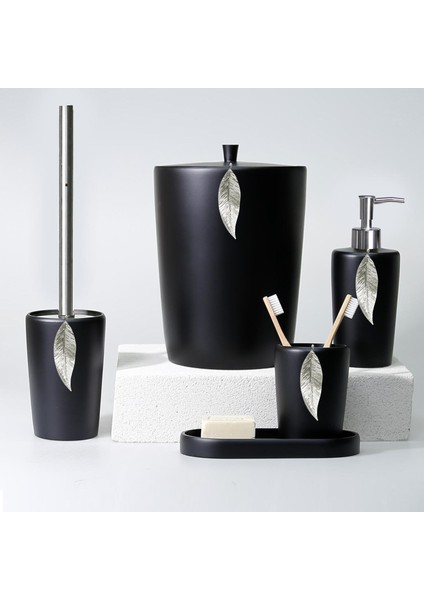 Leaf Banyo Seti Siyah-Gümüş