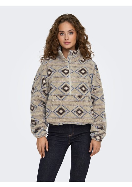 Kadın Yarım Fermuarlı Teddy Sweatshirt - 15340691