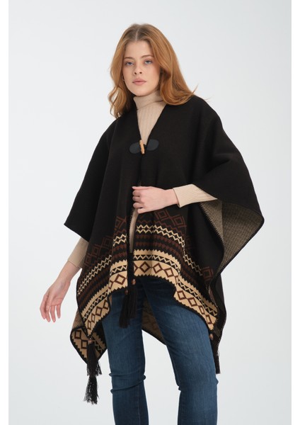 Vega Moda Etnik Desenli Panço, Balıkçı Dikişli Düğme Detaylı Panço, Dış Giyim Panço, Triko Örğü Şık Panço fiyatları
