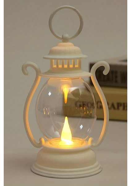 Dekoratif Mum Alev Efektli LED Fener Askı Aparatlı Pilli Mum LED Lamba 16 cm