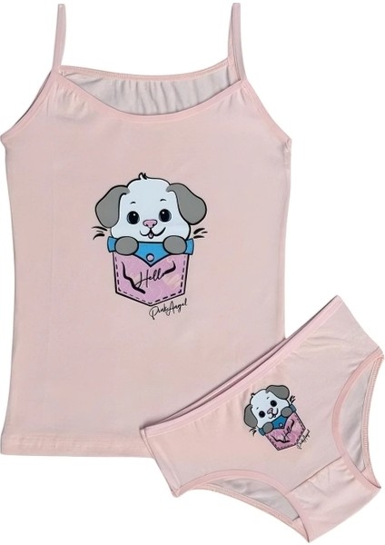 Kız Çocuk İp askılı Atlet Külot Takım (cepten çıkan köpek)