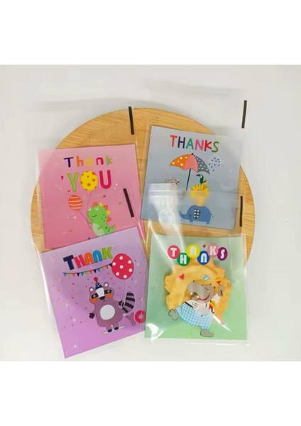 Bantlı Şeffaf Desenli Poşet Opp 10X10 (+3) cm 95 Adet