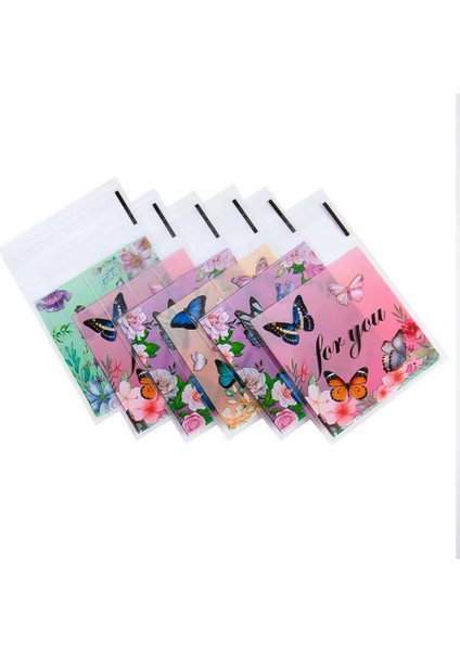 Bantlı Şeffaf Desenli Poşet Opp 10X10 cm 95 Adet