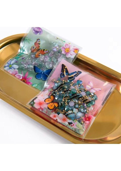 Bantlı Şeffaf Desenli Poşet Opp 10X10 cm 95 Adet fiyatları