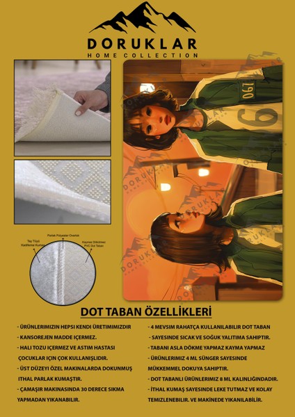 Kaymaz Taban Makinada Yıkanabilir Dijital Baskı Squid Game Desenli Genç Odası Halısı Dot Taban Halı SG04 fiyatları